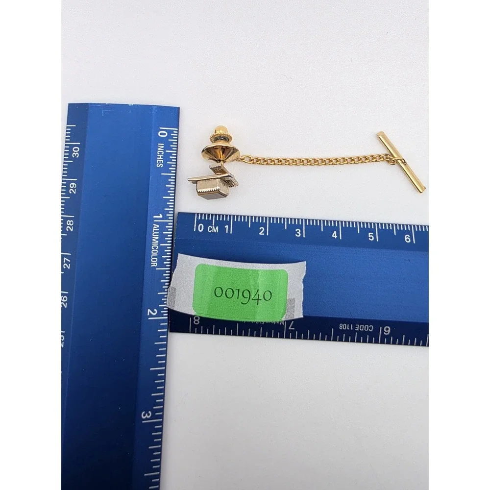Vintage Natural Tiger's Eye Tie Tack Pin Gold Tone Semi-Precious FREE $HIPPING!!